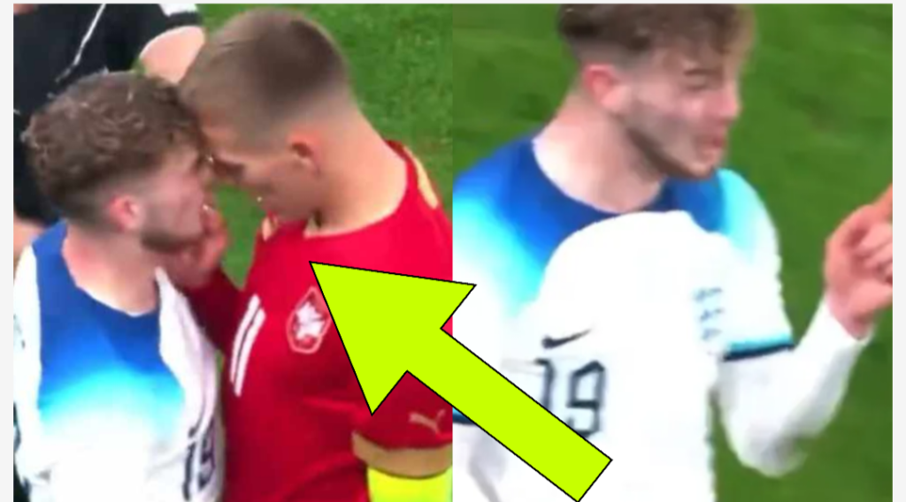 Harvey Elliott mocks 6ft 4in rival after squaring up to him during England U21s clash